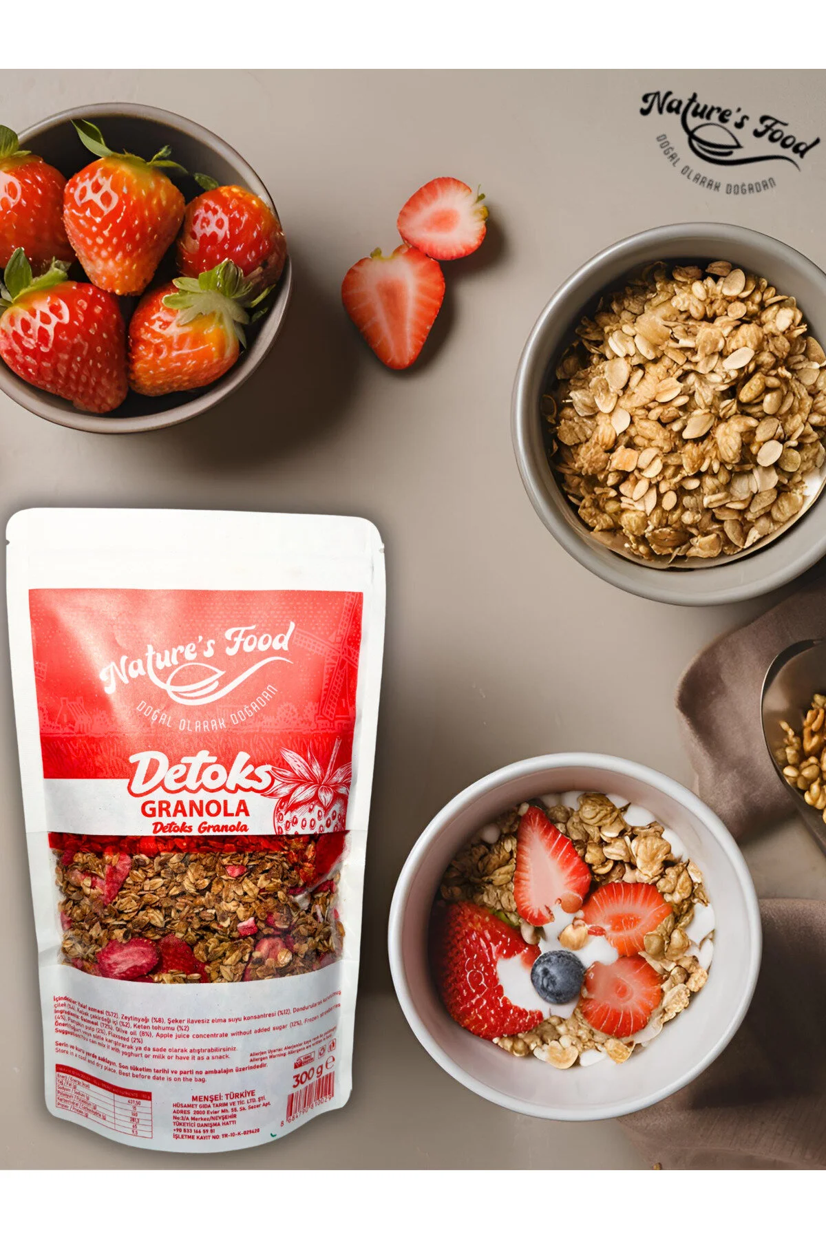 Detoks Granola 300gr Katkısız Koruyucusuz A Kalite Ürünlerden Hazırlanmış Doğal İçerik.