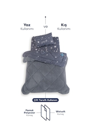 Formeya Tek Kişilik Çarşaflı Astronot Desenli Çift Taraflı Wellsoft Uyku Seti