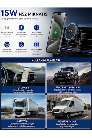 Fhd-14 360 Wireless Kablosuz 15w Şarj Mıknatıslı Havalandırma İç