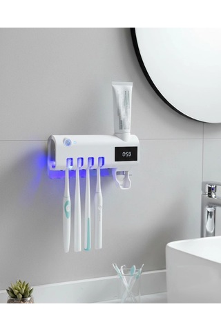 Kargo Sensörlü Uv Sterilize Diş Fırçası Tutucu Ve Macun Sıkma Aparatı Najmaddin Çok Renkli