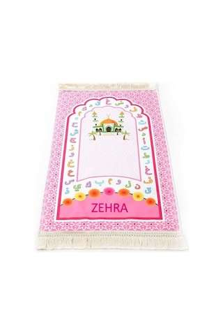 İsme Özel Çocuk Seccadesi Elif-ba Pembe 82 45 Cm 110 Gr - Tesbih Hediyeli Çok Renkli