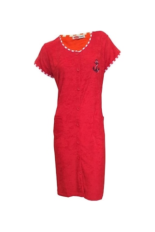 Ciciten 23004 Düğmeli Kısa Kol Havlu Elbise Plaj Elbisesi 001