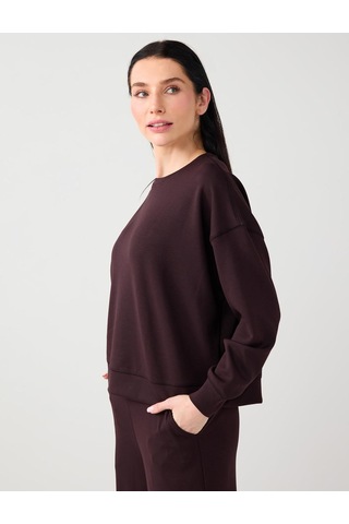 Jimmy Key Jimmy Key Acı Kahve Uzun Kollu Bisiklet Yaka Modal Örme Sweatshirt 5ww235403803 Kahverengi