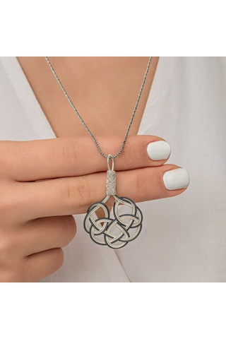 Himarry Gümüş Kazaziye Örgü Kadın Kolye Beyaz