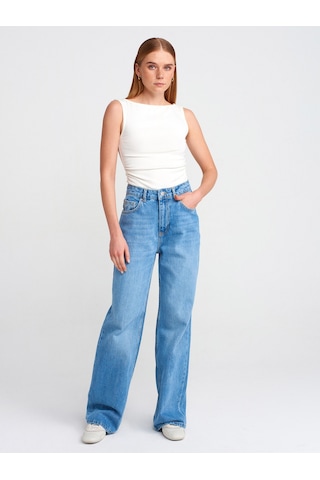 Dilvin 31589 Büzgülü Kayık Yaka Top-ekru Ekru