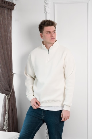 Yarım Fermuarlı Dik Yaka 3 İplik İçi Polarlı Oversize Kışlık Sweatshirt 001