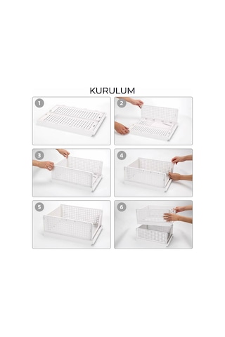 3 Adet Raylı Elbise Organizeri - Mutfak Banyo Düzenleme Depolama Üst Üste Dizilebilir Gri
