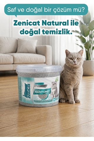 Naturel Bentonit Kedi Kumu 2x10 Lt - İnce Taneli Güçlü Topaklanan Kokusuz Tozsuz Kovalı