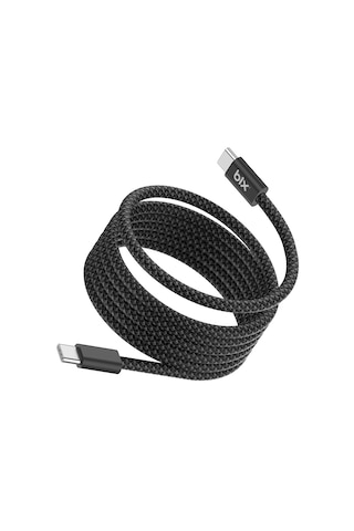 Bix T4cc 65w Usb-c To Usb-c Manyetik Tasarımlı Örgülü Hızlı Şarj Ve Data Kablosu 1 Metre Siyah