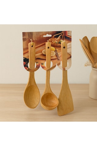 Bambu Ahşap Mutfak Servis Seti 3 Parça 27/27/32 Cm Sarı