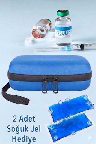 İnsülin Taşıma Çantası - 2 Adet Soğuk Jel Hediye Buz Jeli İle Soğutma