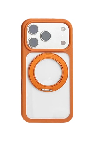 Piili Apple iPhone Uyumlu 17 Pro Max Rotation Magsafe Silikon Kılıf Turuncu