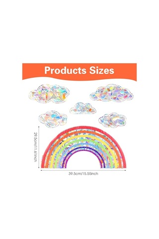 Güneş Yakalayıcı Etiketler Gökkuşağı Bulutu Pencere Etiketleri, 6 Adet Yapışkansız Prizma Vinil Çıkartma Çarpışma Önleyici Pencere Yapışkanları Ev Dekorasyonu Pencere Filmi Cam İçin Çok Renkli