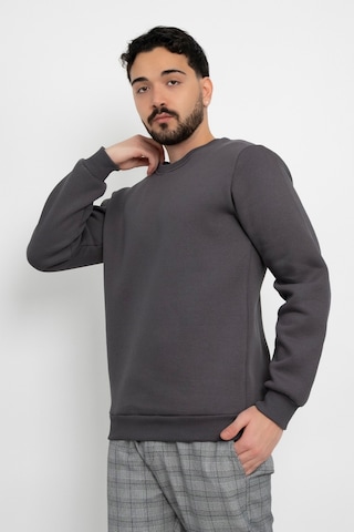 Dasüniforma Basic Baskısız 3 İplik Unisex Cepsiz Düz Sweatshirt Yuvarlak Yaka Sweat Antrasit