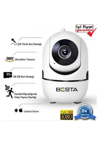 Kablosuz Kamera 1080p Harekete Duyarlı 360 Derece 2mp