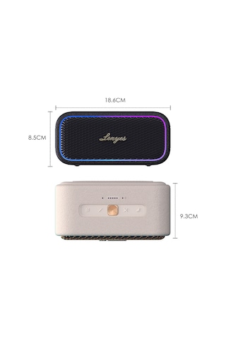 Lenyes S891 Rgb Işıklı Taşınabilir Su Geçirmez Otg-tws Bluetooth Hoparlör V5.3 80w Bej