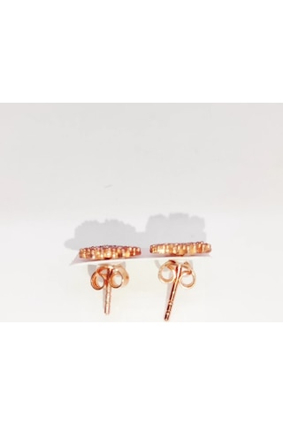 Oriental Kuyumculuk Jewellery Rose Taşlı Kar Tanesi Gümüş Küpe Rose