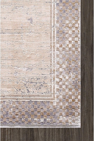 Artemis Halı Couture 00866a Gri Gold Çerçeveli Eskitme Ipek Halı 160x230 Ölçü Gri - Gold