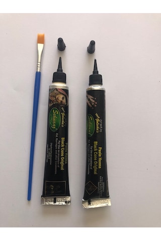 Hint Kınası Desenleri 12 Sayfa Birden 2 Tüp Kına, fırça Hediyeli Siyah