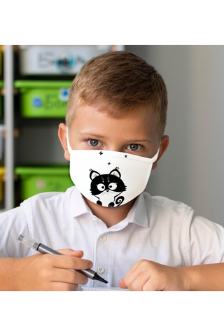 Yıkanabilir Beyaz Çocuk Maske-13
