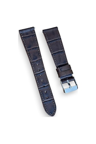 20mm Croco Baskılı Hakiki Dana Derisi Saat Kordonu Kahverengi