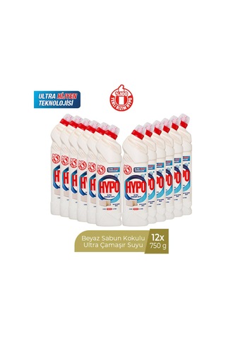Hyper Hypo Ultra Çamaşır Suyu Beyaz Sabun Kokulu 750 Ml X 12 Adet