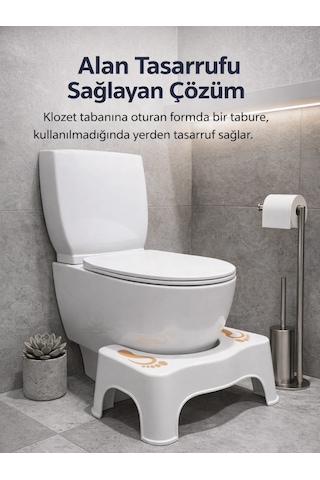 Beylini Klozet Taburesi Destek Basamağı Wc Lavabo Banyo Konforlu Yükselti Çömelme Çocuk Yaşlı Tuvalet Altlık Beyaz Beyaz