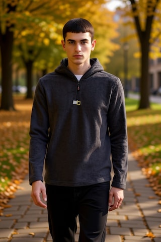 Benerly Erkek Kapüşonlu Standart Kol Polar Fermuarlı Sweatshirt Fonksiyon Antrasit