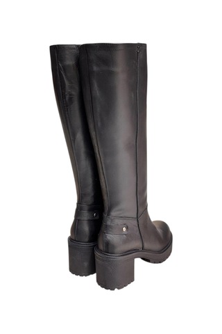 Tufan Shoes Siyah Hakiki Deri Fermuarlı Çizme Siyah