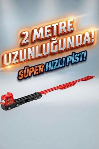 2 Katlı Taşıyıcı Ve 2m Yarış Pistli 24 Araç Kapasiteli 2 Küçük Arabalı Oyuncak Tır Seti