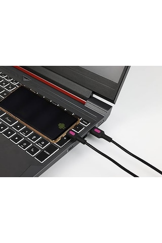 Coral Micro Usb Hızlı Şarj Kablosu Siyah + Fuşya/siyah Uç 150 Cm