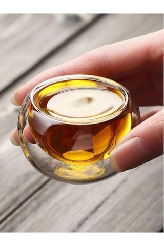 6 Adet Çift Cidarlı Sosluk 50 Ml 6'lı Borosilikat Cam Sos Çerezlik Lokumluk Mini Kase Seti Şeffaf