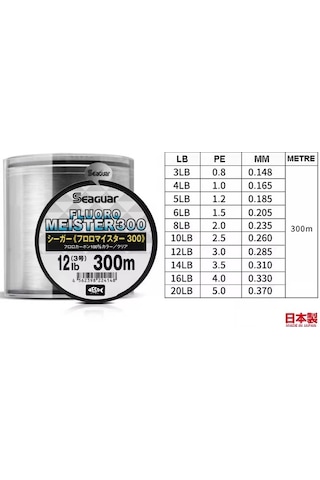 Seaguar Fluoro Meister Fc 300m Leader Misina Kalınlık Mm : 0,37mm