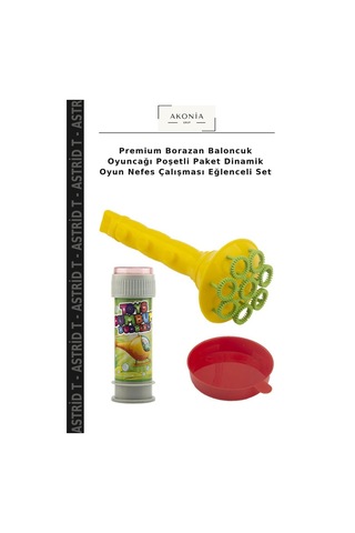 Premium Borazan Baloncuk Oyuncağı Poşetli Paket Dinamik Oyun Nefes Çalışması Eğlenceli Set