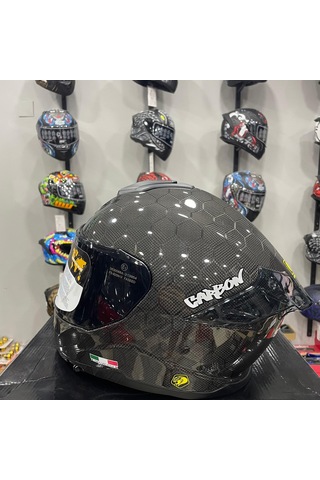 Sway Sw 861 Carbon Snake Gloss Full Face Kask  Siyah