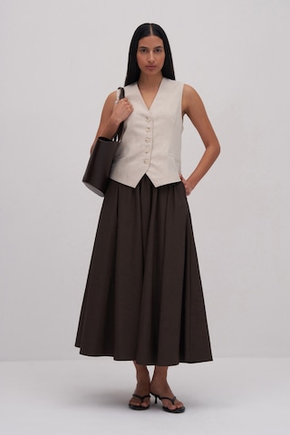 Charis Volanlı Midi Etek Acı Kahve Acı Kahverengi