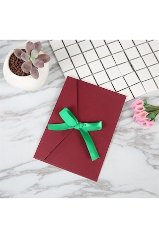 Şarap Kırmızısı Yüksek Dereceli Inci Kağıt Damgalama Batı Tarzı Güçlendirilmiş Düğün Davetiyesi Tebrik Kartları Hediye Zarfları 5 Pcs