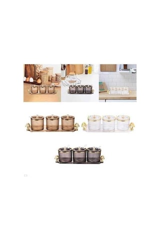 Createtech Siyah 3 Parça Baharat & Şeker Saklama Kutusu, Minimalist Kavanoz Seti Siyah