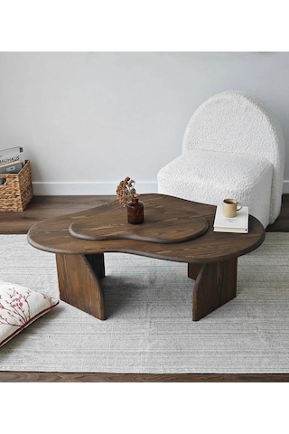 Meltedi Masif Ağaç Tasarım Orta Sehpa 96 X 65cm Ceviz