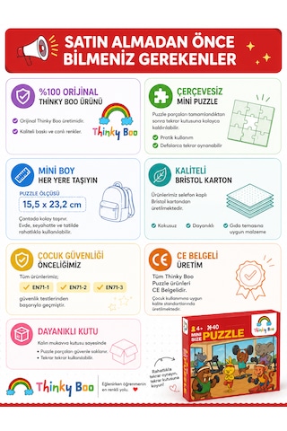 Mutlu Hayvanlar Mini Puzzle 40 Parça 3-7 Yaş Eğitici Çocuk Puzzle Yapboz