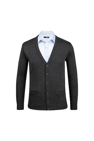 Çizgi Triko Erkek Büyük Beden Desenli Kol Ve Bel Lastikli Çelik Örgü Triko Hırka 4241mb Antrasit Antrasit