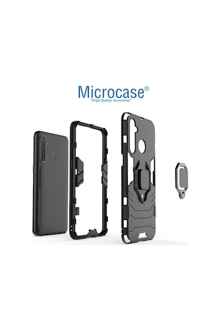 Realme 5 Pro Batman Serisi Yüzük Standlı Armor Kılıf - Siyah