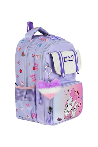 My Melody Baskılı Ortopedik Su Geçirmez Okul Çantası Termal Beslenme Ve Kalemlik Seti Mor