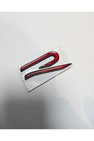 Volkswagen R Yeni Nesil İthal Metal Bagaj Yazısı Siyah Zemin - Kırmızı Yazı Logo Arma Siyah Kırmızı