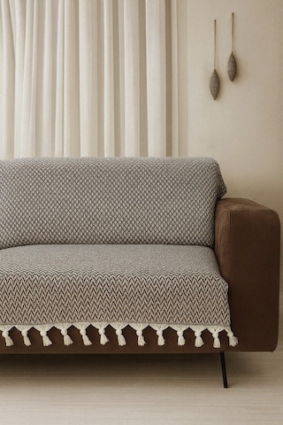 Lunga Vita Başak Desen Dokuma %100 Pamuklu Çok Amaçlı Pike Koltuk Örtüsü 180x230 Siyah