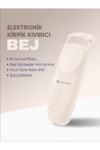 Kirpik Kıvırıcı Kirpik Şekillendirici Elektronik Isıtmalı Şarjlı 2 Isıtma Modlu, 5 Saniyede Hızlı Isınma, Uzun Süre Kalıcı Etki, Şarj Edilebilir Bej Ekcb 15050778