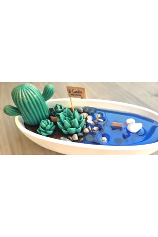 Göletli Kaktüs Mum Tabağı