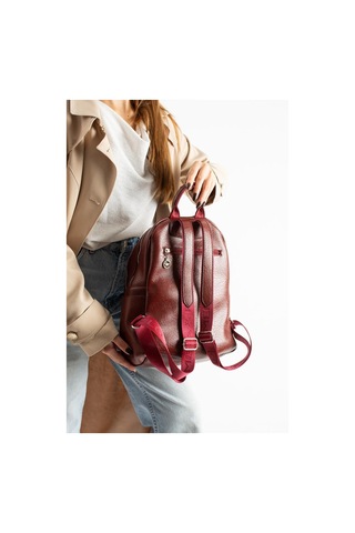 Vegan Deri Kadın Sırt Çantası 35 25 Cm Yağmur İtici Kumaş Mega Bag Günlük Kullanıma Uygun Bordo