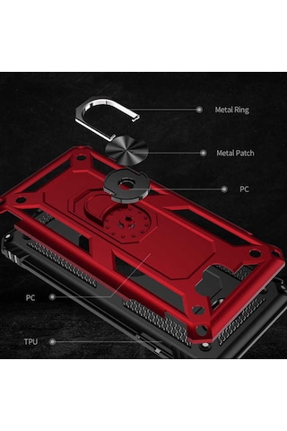 Samsung Galaxy Uyumlu J7 Prime Yüzüklü Standli Vega Kilif Ekran Koruyucu 510433366