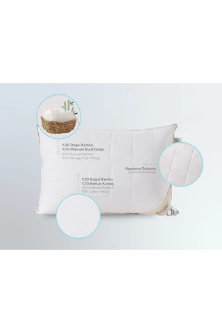 Doqu Home Bambu Yastık 50 X 70 Cm - Beyaz Beyaz